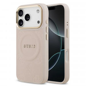 9858 GUESS HC MAGSAFE PU W/ PEONY HOT STAMP PINK IP17 PRO