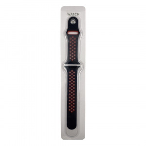 Силиконова Apple Watch каишка iWatch 42/44mm  - Черно с червени дупки