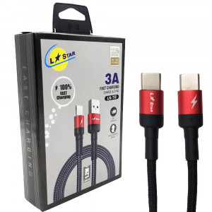 Плетен кабел LS-72 L✮STAR Type-C към Type-C Червен