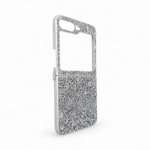 D75 Калъф с камъни за Samsung Z Flip 7 от 2 части - Бял