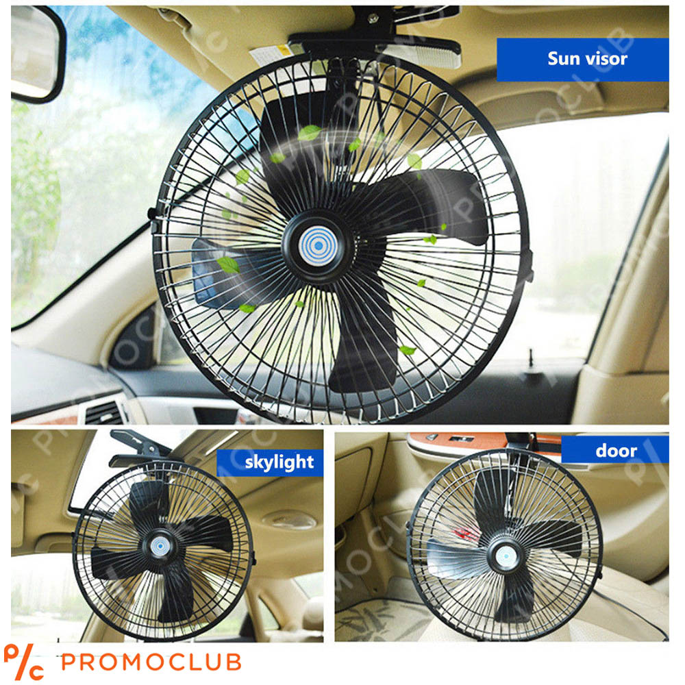 12V авто вентилатор на щипка,  15 см и букса за запалката