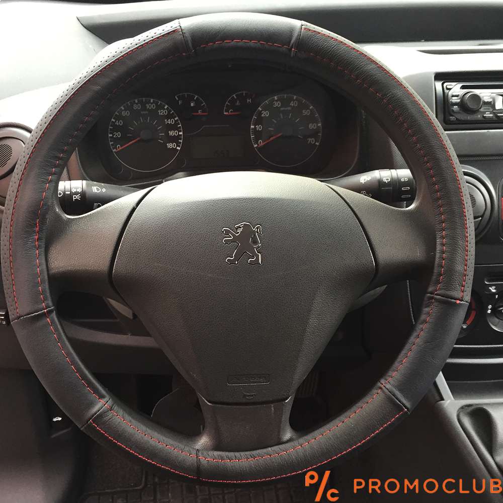 Висококачествен калъф за волан, кожа с червен шев 2996 SPORT, 38 см.