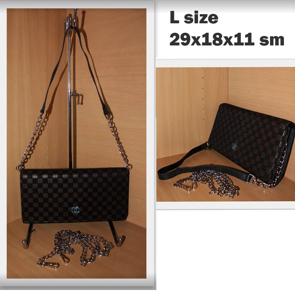 Дамска чанта ШАНЕЛ BLACK-BROWN, S размер 22 х 14 х 11 см