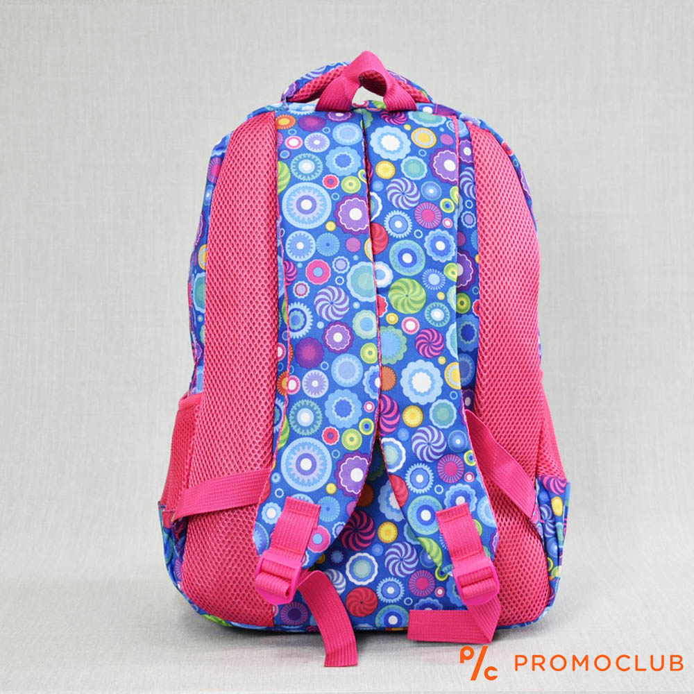 Голяма ученическа раница DURABLE 1942 BLUE-PINK FLOWERS, 45 см,  спортна, туристическа