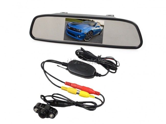 Огледало с вграден TFT LCD 4.3 инча цветен дисплей за камера за заден ход и паркиране
