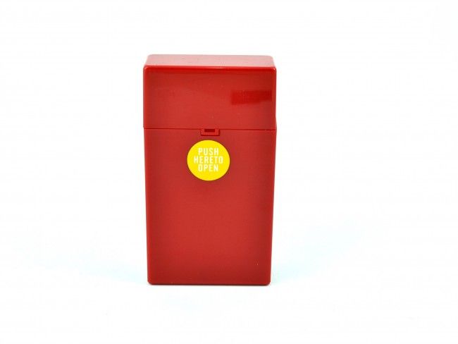 Пластмасов калъф за кутия за цигари 100мм. с автоматично пружинно отваряне ЧЕРВЕНО 089 
