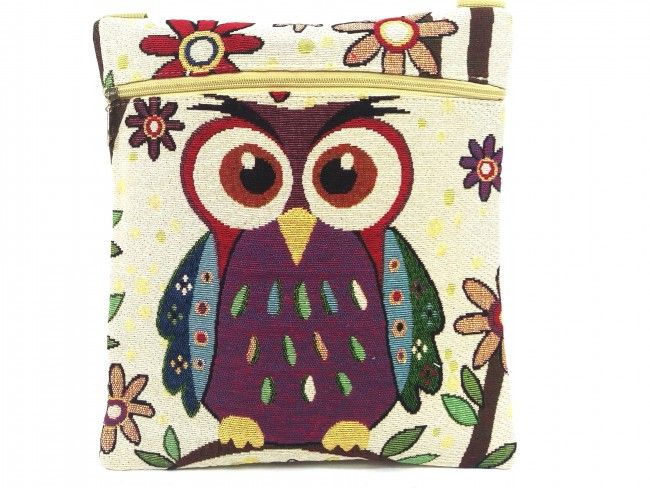 Етно дамска чанта тип гоблен PINK OWL 21160