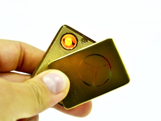 Метална ел. запалка MERCEDES GOLD с вградена презареждаема батерия, в подаръчна кутия