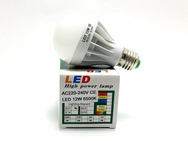 Най-ниска цена за мощна и икономична LED крушка 12W цокъл Е27, студена бяла светлина 6500К
