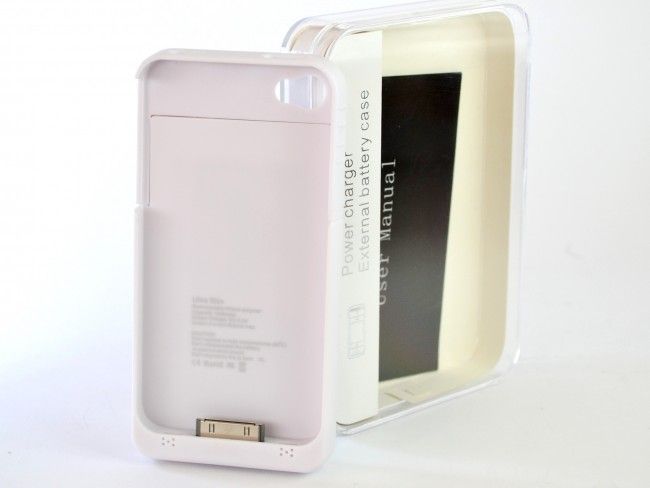 Батерия - калъф за Apple iPhone 4 / 4S черен или бял с ПОДАРЪК кабел за зареждане ~220V