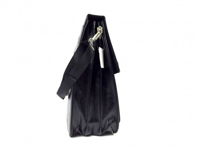 Луксозна вертикална кожена бизнес чанта B618 BLACK за документи и лаптоп до 15.6 инча