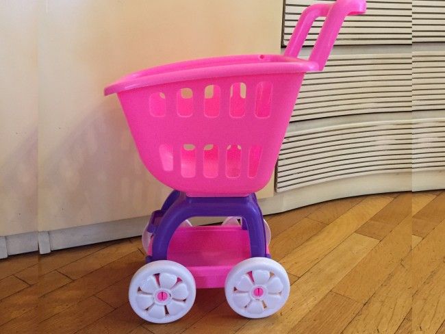 Уникална детска пазарска количка с 2 коша и 4 колела- розово или лилаво