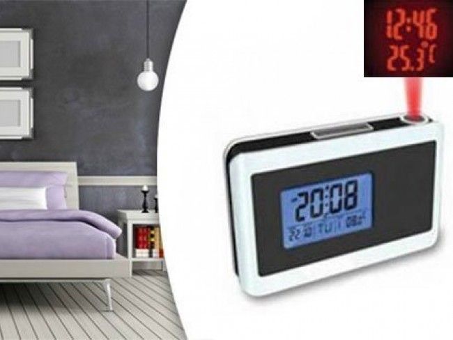 Уникален прожектиращ дигитален часовник с дата, температура , хронометър и аларма, 2хАА