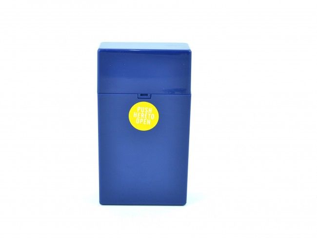 Пластмасов калъф за кутия за цигари 100мм. с автоматично пружинно отваряне синьо 089 