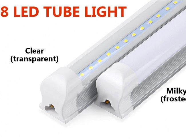 LED осветително тяло тип ПУРА T8 с алуминиев гръб и бяло матово стъкло 60 см, 9W, 900Lm