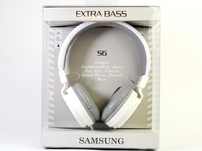 HiFi стерео слушалки SAMSUNG S6 EXTRA BASS WHITE с вграден микрофон, функция свободни ръце