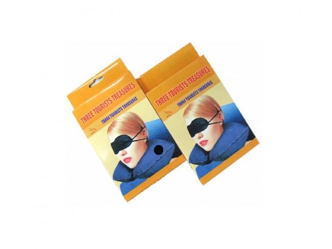 Комплект за пътуване от 3 части: възглавничка, маска за релакс и тапи за уши
