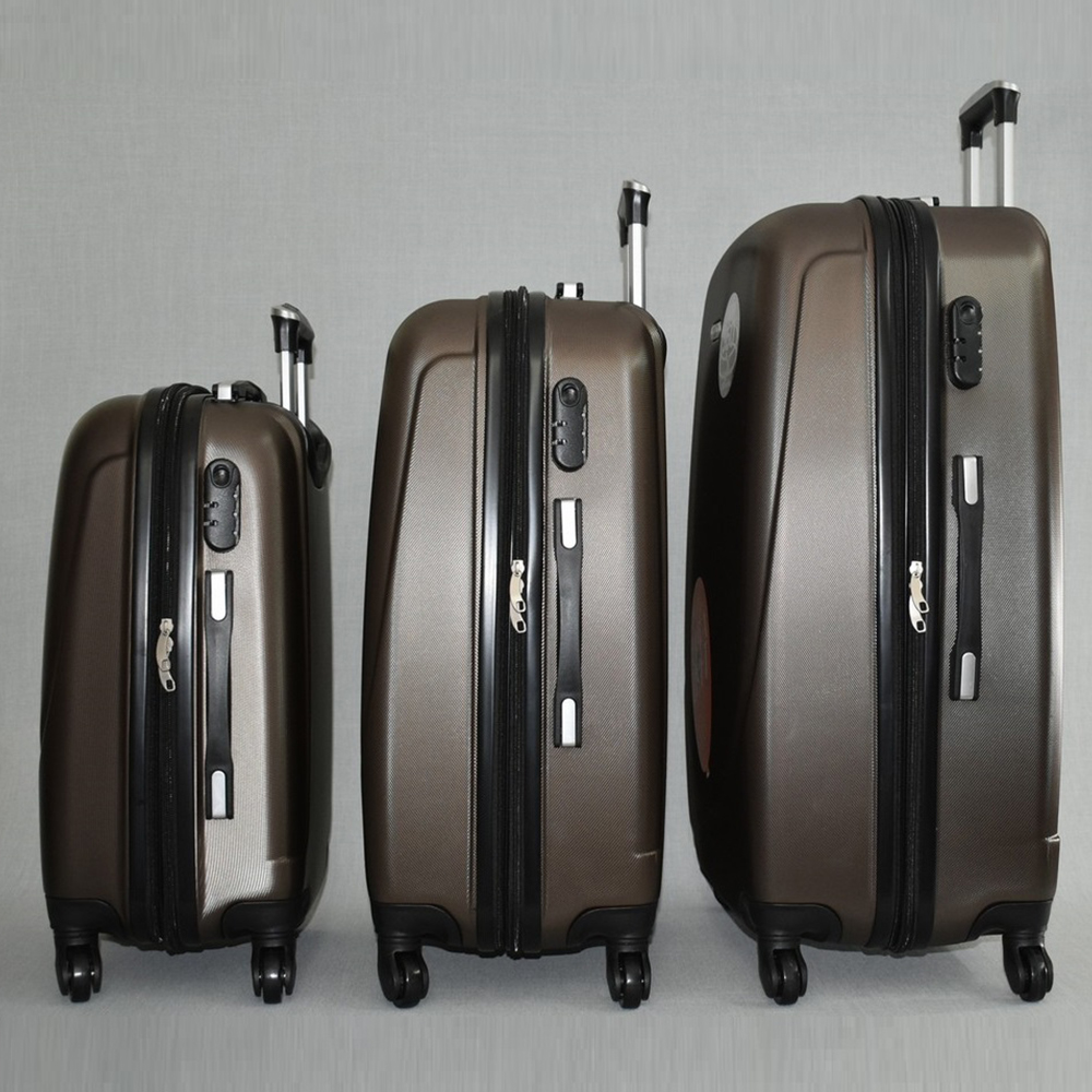 3 луксозни пътнически куфари 1217 BROWN от най-висок клас, с разширение