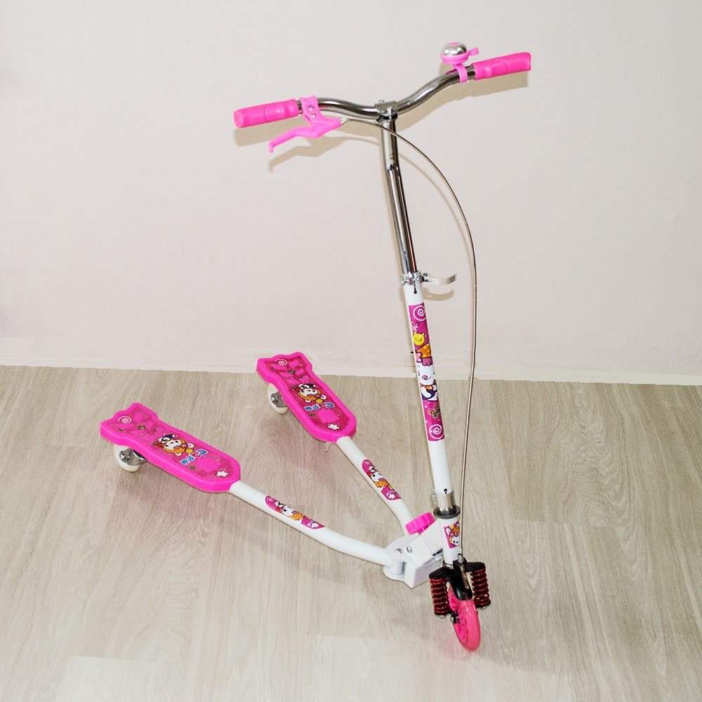 ТОП модел триколесна тротинетка WAVE SCOOTER  PINK с амортисиращи пружини, 3-10 г. 50 кг
