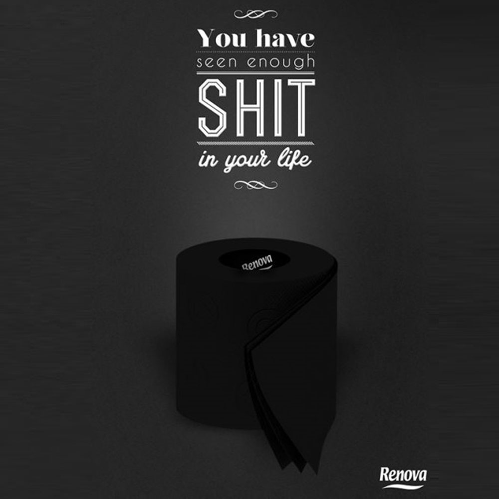 6 броя черна тоалетна хартия RENOVA, висок клас, трипластова