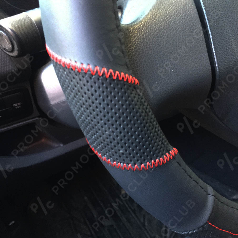 Спортен калъф за волан B RED SPORT WHEEL 0026, дишаща eko кожа, червен шев, 38 см диаметър