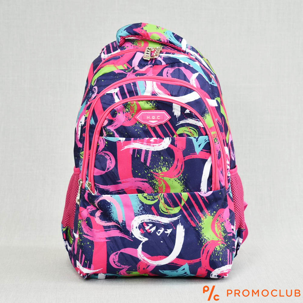 Здрава ученическа раница HQC 1291 DARK BLUE-PINK, вис. 43 см.