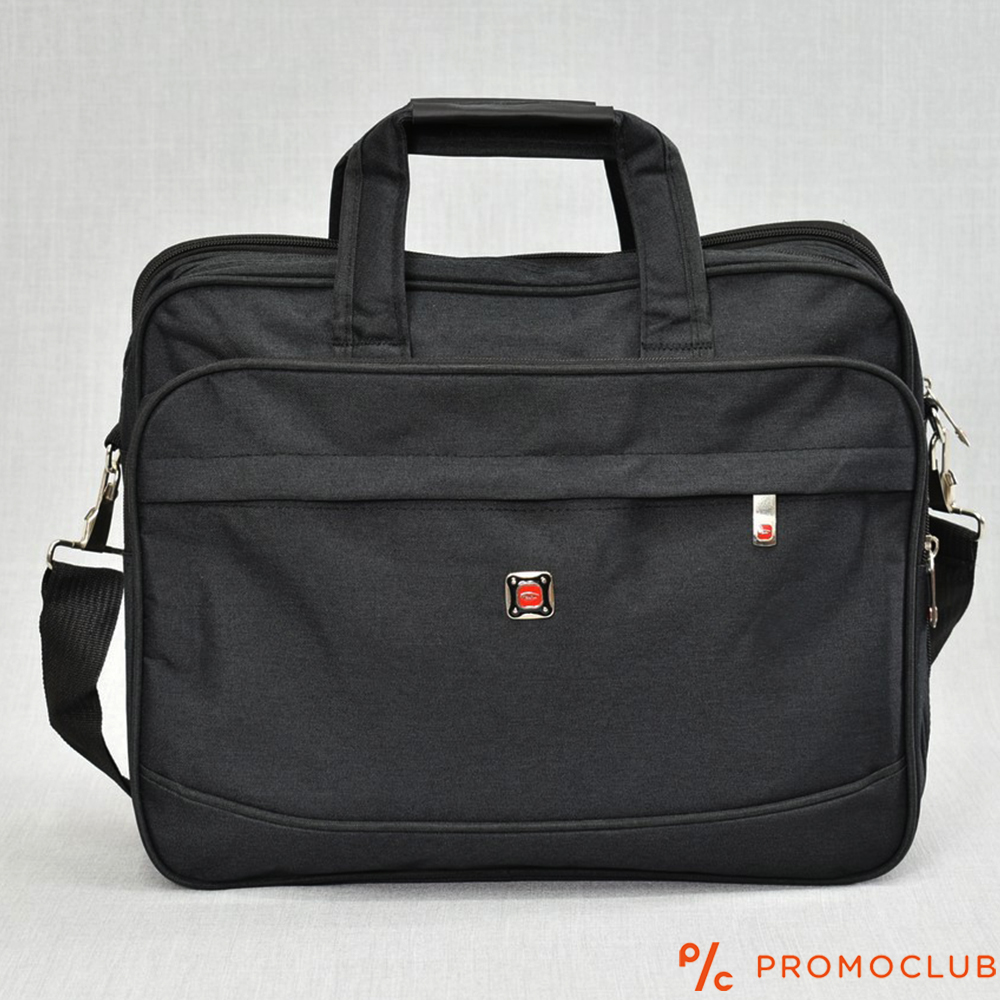 Бизнес чанта от текстил с разширение  и преграда  за лаптоп- черна 22504