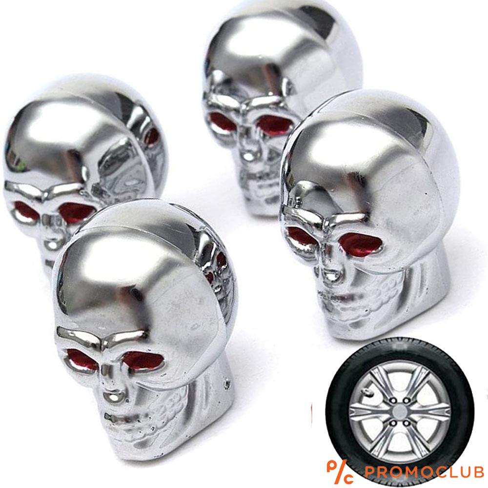 Атрактивни капачки за авто винтили SKULL TIRE VALVE CAPS, 4 броя