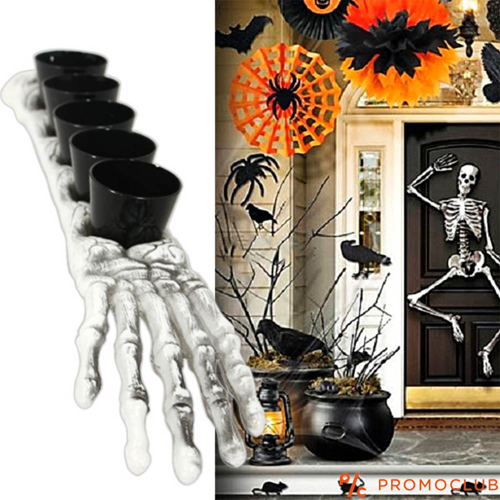 Хелоуински шотове с поставка скелетна ръка