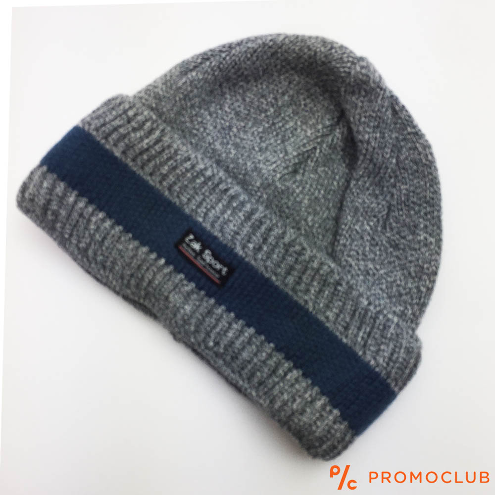 Зимна мъжка шапка ZAK SPORT, дебела и топла, 50% вълна, СИВА