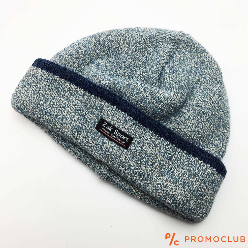 Зимна мъжка шапка ZAK SPORT, дебела и топла, 50% вълна, СИВА