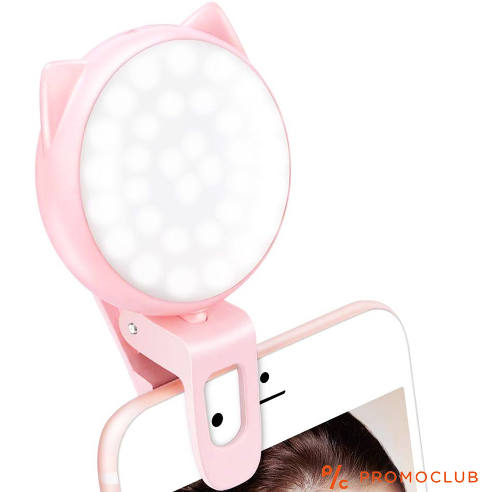 Мъничък LED СЕЛФИ РИНГ за телефон с ушички, 5600К