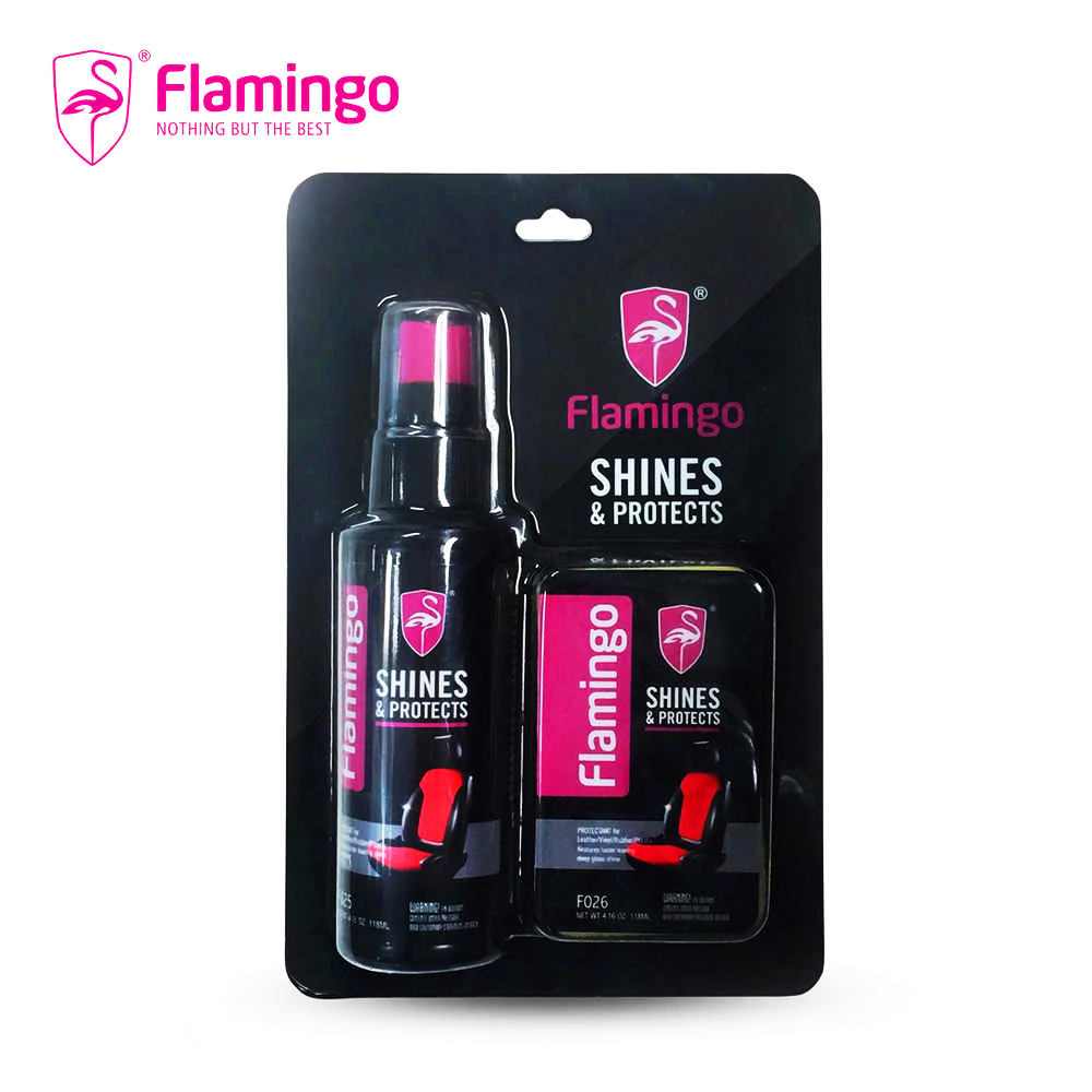 Ефективен спрей и гъба Flamingo за блясък и защитно покритие за текстил и кожа F025, 118мл