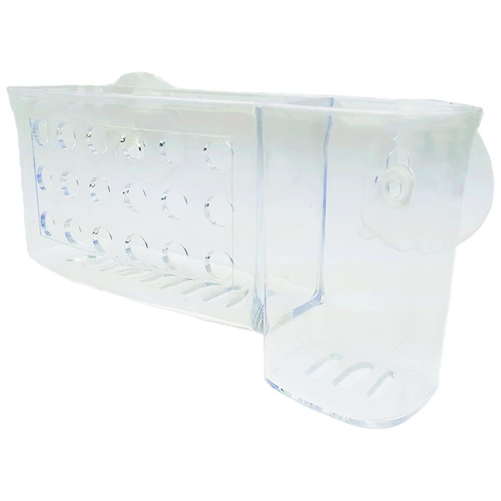 Акрилна етажерка за баня с вендузи, прозрачна и лека с две отделения