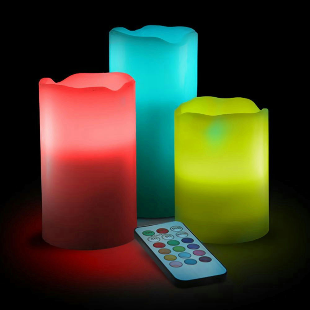 Три LED свещи от восък LUMA CANDLES със сменящи се цветове и дистанционно