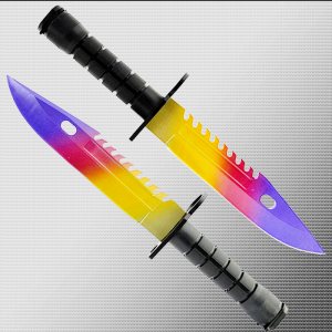 Геймърски нож COUNTER STRIKE CS M9 BAYONET ELITE MARBLE FADE M5 с ПОДАРЪК - стойка
