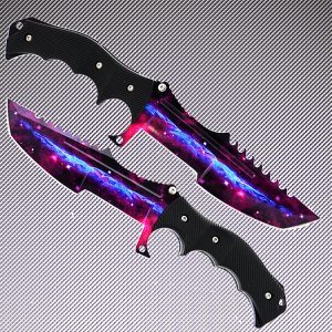 Геймърски нож CS HUNTSMAN ELITE CHROMA DOPPLER PHASE 2 HM12 и ПОДАРЪК - дървена стойка
