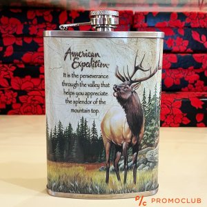 Красиво изрисувана манерка за алкохол AMERICAN EXPEDITION, неръждаема стомана, 266 мл