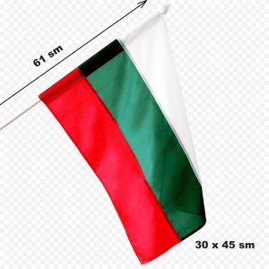 Българско знаме с дръжка, 30 х 45 см, дължина на дръжката 61 см